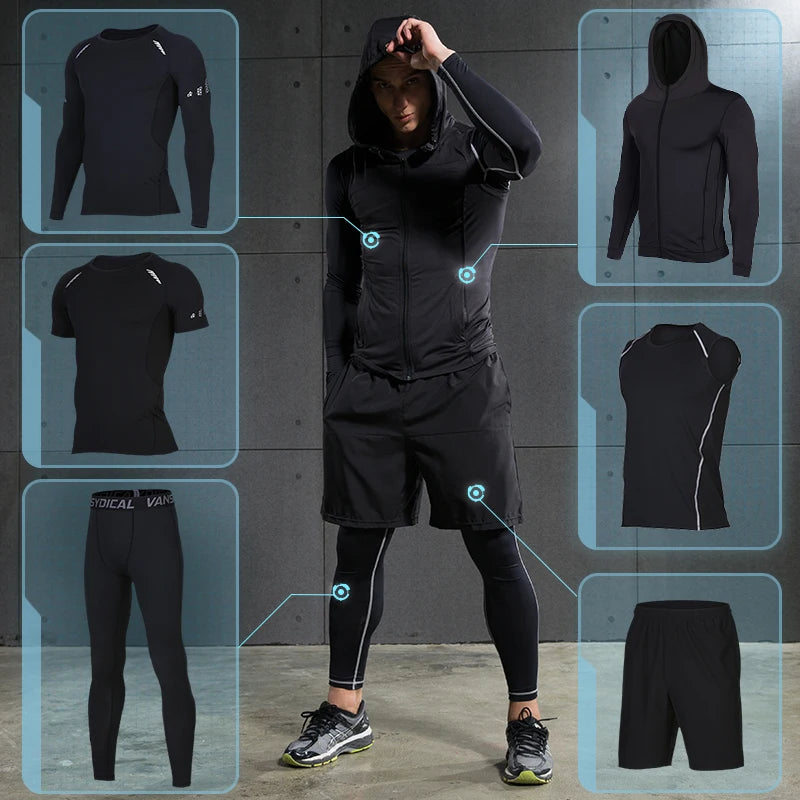 Set îmbrăcăminte sport de compresie, Sală de gimnastică, Alergare Îmbrăcăminte, sport, Jogging, Colanți, Trening, Tricou, Fitness