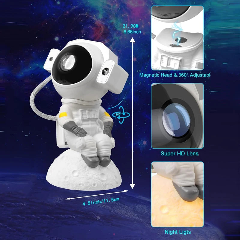 Proiector de lumina, Astronaut Galaxy,  cu difuzor Bluetooth, Galaxy Light Projector pentru dormitor, copii