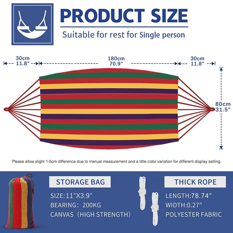 Hamac din pânză, Hamac leagăn de camping cu frânghii pentru copaci, care suportă până la 200 kg, perfect și pentru grădină, terasă, curte